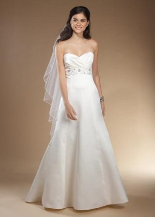 Sweetheart Chapel Train Beaded Regal Satin Bridal Dress