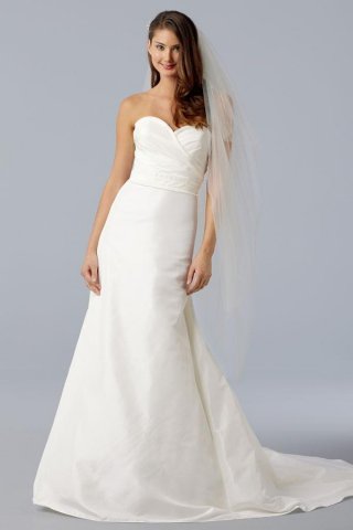 Ivory Beaded Taffeta A-line/Princess Designer Wedding Dress