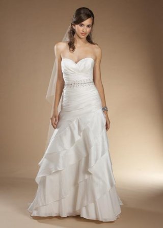 Sweetheart Full length Beaded Taffeta A-line/Princess Bridal Dress