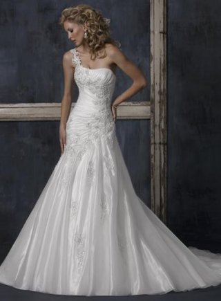 Sexy Asymmetrical Deisgner Wedding Dress Beaded & Embroidered