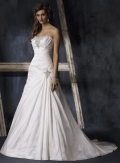 Asymmetrical Pleated Strapless Wedding Dress A-line Full Length