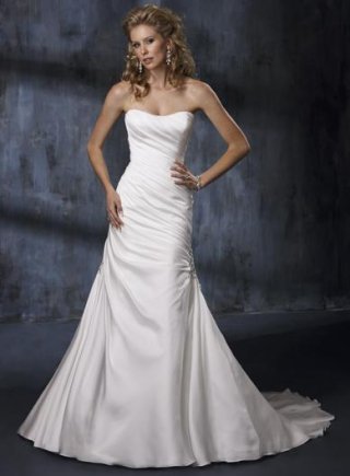 Sexy Strapless Sweetheart A Line Satin Wedding Dress Sexy Strapless Sweetheart A Line Satin Wedding Dress