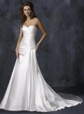 Ivory Strapless Pleats Satin A-line/Princess Simple Wedding Dress