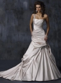 Pearl One Shoulder Beaded Satin A-line/Princess Wedding Dress