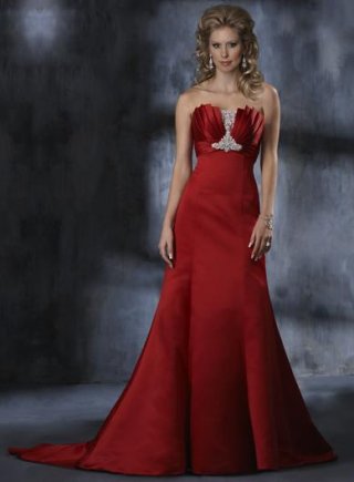 A line Corset Red Wedding Gown
