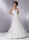 Ivory Halter Beaded Lace Taffeta A-line/Princess Wedding Dress