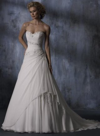 Sweetheart Strapless Beaded Chiffon A-line Wedding Gown