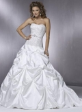 Strapless Embellished Band Satin Lace A-line/Princess Wedding Dress