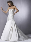 Strapless Beaded Satin A-line/Princess Corset Wedding Dress