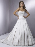 Strapless Crystals Beaded Lace Satin A-line/Princess Wedding Dress