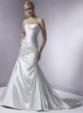 Strapless Embellished Lace Satin A-line/Princess Wedding Dress