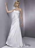 Strapless Beaded Satin A-line/Princess Simple Wedding Dress