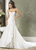 Strapless Embellished Taffeta Applique Lace Wedding Dress