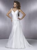 V-neck Straps Beaded Satin Alluring silhouette Simple Wedding dresses