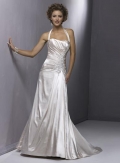 Halter Top Embellished Lace Applique Satin Wedding Dress