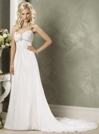 Strapless Beading Chiffon A-line/Princess Wedding Gown