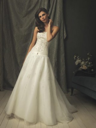 Crystals Beaded Tulle Designer Vintage Wedding Dress