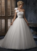 Ivory One shoulder Tulle Organza Ball Gown Formal Wedding Dress