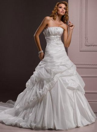 Crumb-catcher Pleated Taffeta Ball Gown Wedding Dress