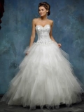 Sweetheart Satin Soft Tulle Ball Gown Wedding Dress