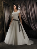 Strapless Tulle Ball Gown Modest Wedding Dress With Sleeves