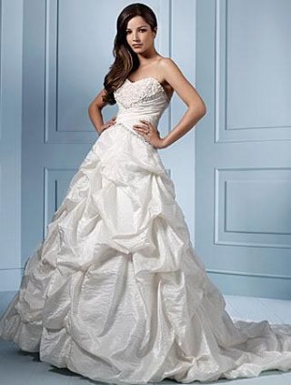 Sweetheart Beaded Taffeta Ball Gown Wedding Dress