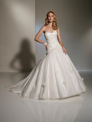 Gorgeous Wedding Dress Appliques Flowers Taffeta Organza Ball Gown