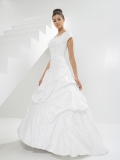 Strapless Embroideried Ruffles Modest Wedding Dresses With Sleeves