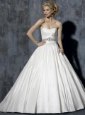 Ivory Strapless Taffeta Sash Ball Gown Wedding Dress