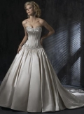 Sweetheart Beaded Satin Ball Gown Wedding Dress