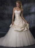 Sweetheart Lace Flower Taffeta Tulle Ball Gown Wedding Dress