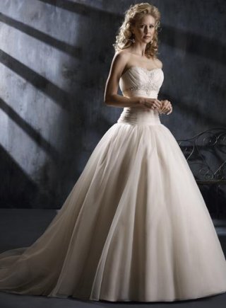 Champagne Crystals Embellished lace Ball Gown Wedding Dress