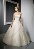 Strapless Beading Embroidery Satin Ball Gown Wedding Dress