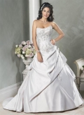 Strapless Embroidered lace Satin Ball Gown Wedding Dress