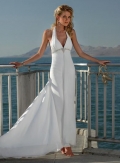 Sexy Halter Beaded Chiffon Sheath Beach Destination Wedding Dress