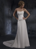 Elegant Column Chiffon Slim A line Corset Wedding Dress