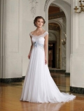 Off the Shoulder Empire waist Chiffon Wedding Dress