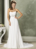 White Baby Doll Strapless Beaded Chiffon Column/Sheath Wedding Dress