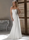 Strapless Beading Sheath Silhouette Chiffon Wedding Dress
