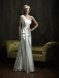 Elegant One shoulder Satin Column/Sheath Simple Wedding Dress