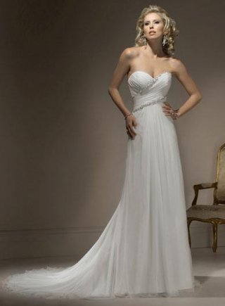 Strapless Sweetheart Neckline Beaded Chiffon Wedding Dress