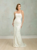 Ivory Scoop Beaded Sheath Vintage lace Wedding Dresses