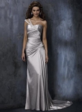 Silver Sexy One Shoulder Sheath Wedding Dress