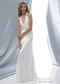 Ivory Halter Beaded Satin Column/Sheath Designer Wedding Dress