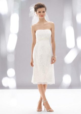 Ivory Tea length Lace Column/Sheath Designer Wedding Dress