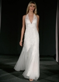 Halter V-neck Column/Sheath English Net Wedding Dress