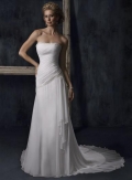 Elegant Strapless Slim A line Chiffon Wedding Dress