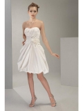 Mini Wedding Dress Taffeta Flower Bubble Hem Sweetheart