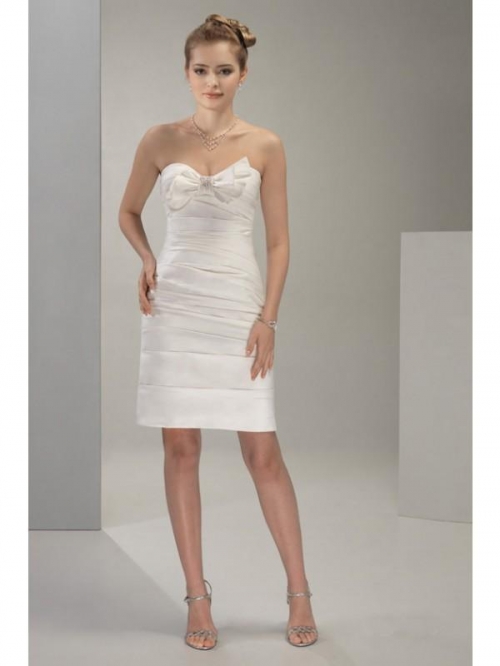 Short Wedding Dress Strapless Taffeta Bow Sweetheart