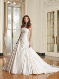 Empire Waist Strapless Beaded Satin Bridal Dress